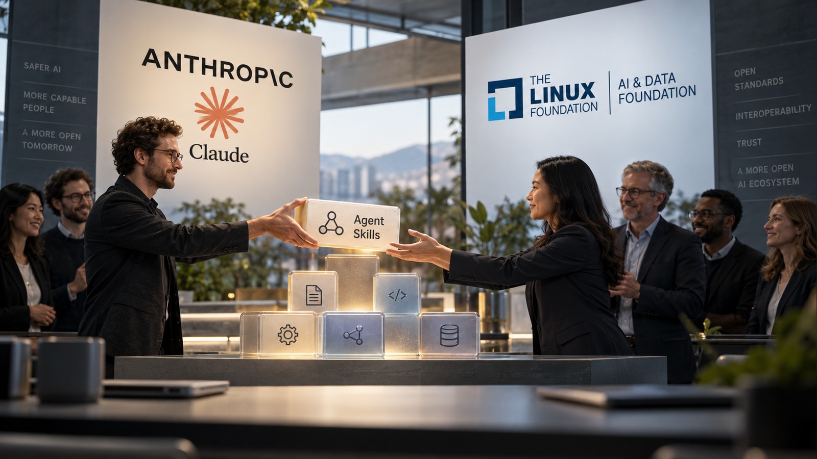 Imagem editorial: Anthropic entrega padrão Agent Skills à fundação de IA da Linux Foundation