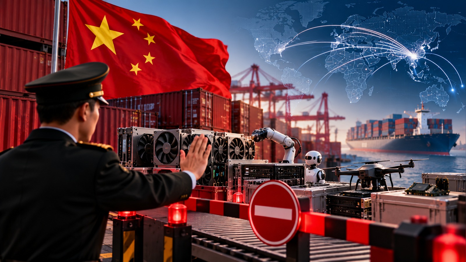 Imagem editorial: China propõe controlar a exportação de 23 tecnologias de IA