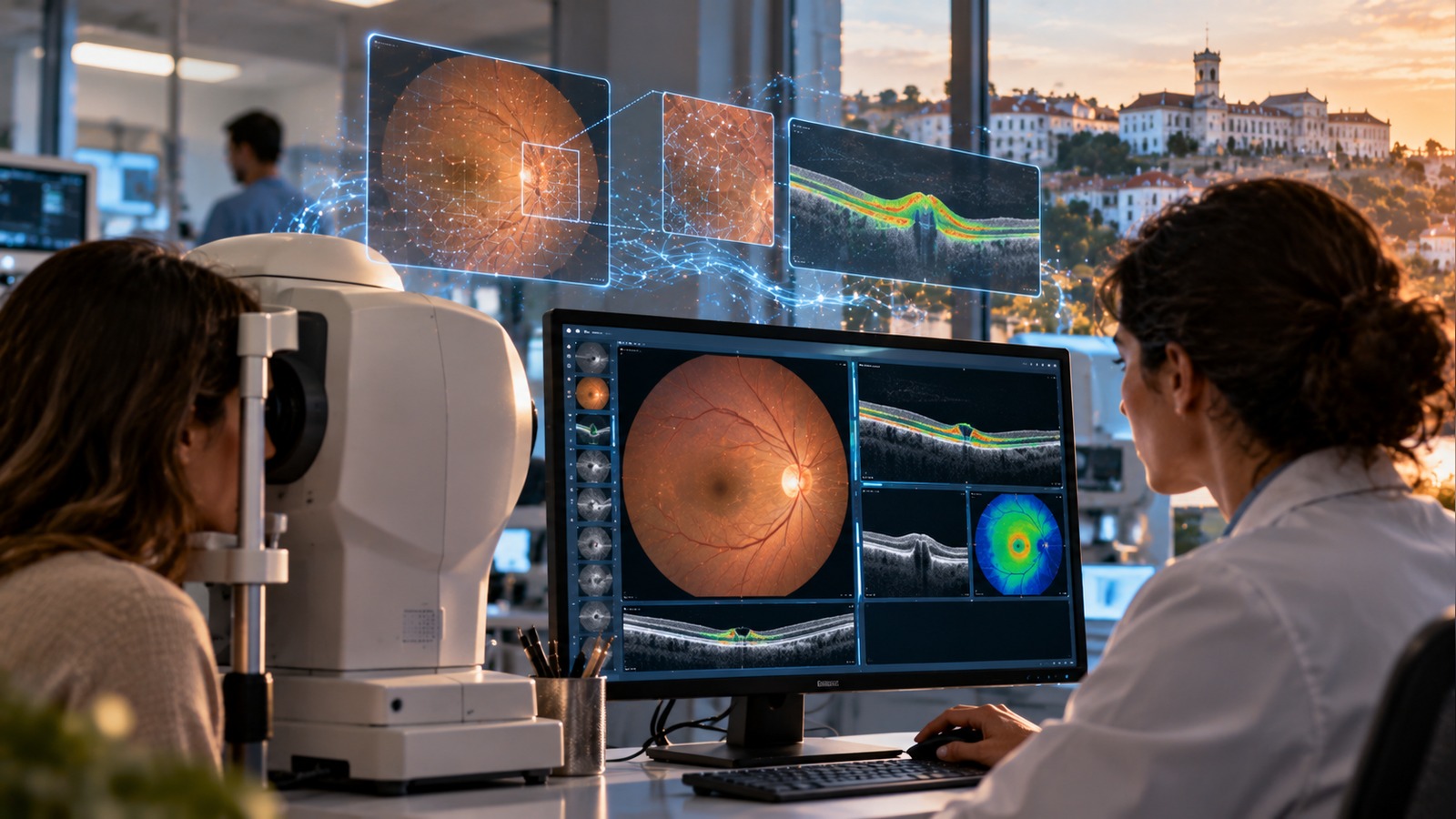 Imagem editorial: ULS de Coimbra testa modelo de IA para triagem e análise clínica em oftalmologia