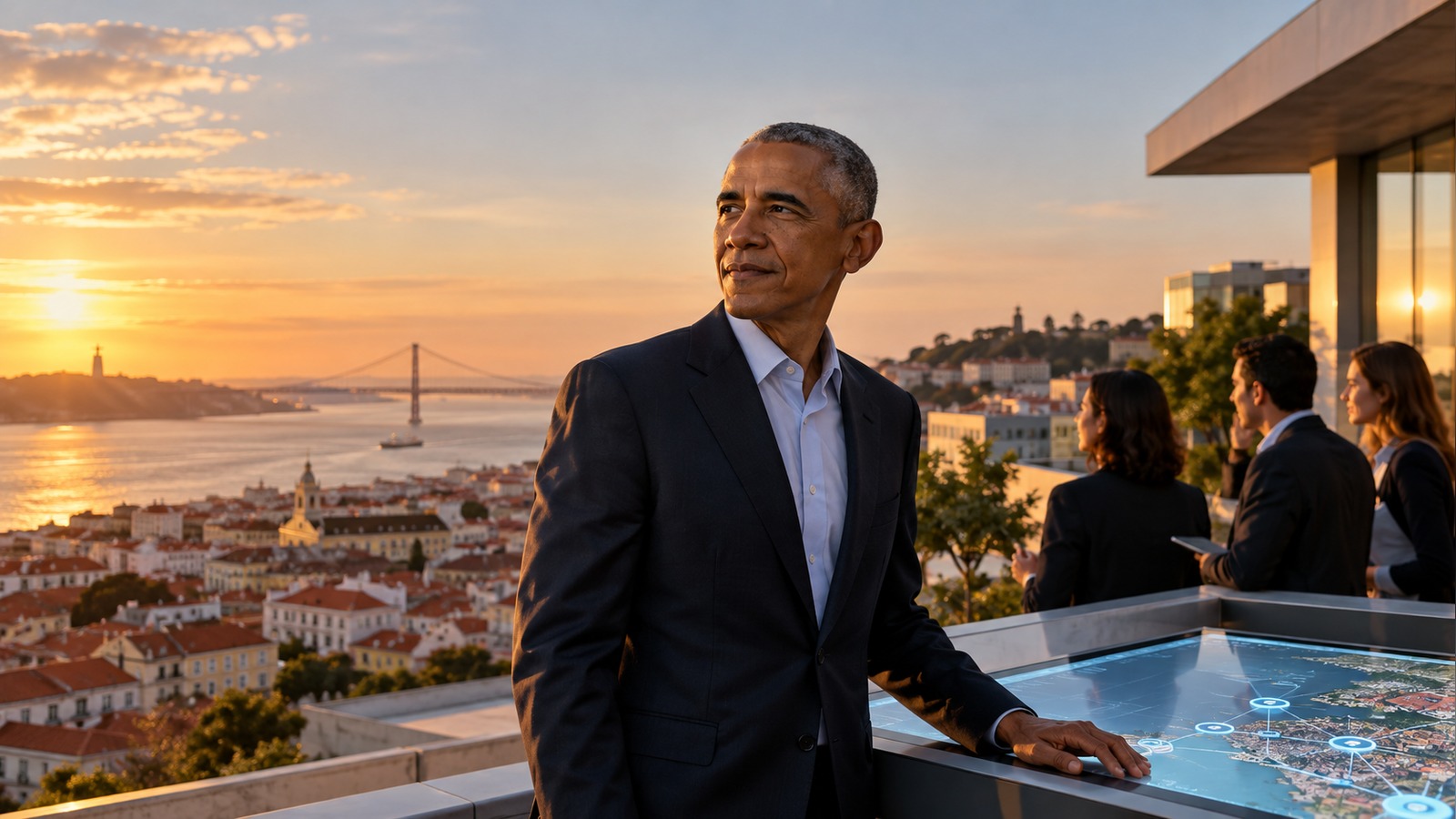 Imagem editorial: Obama em Lisboa alerta para o desafio da segurança da IA entre EUA e China