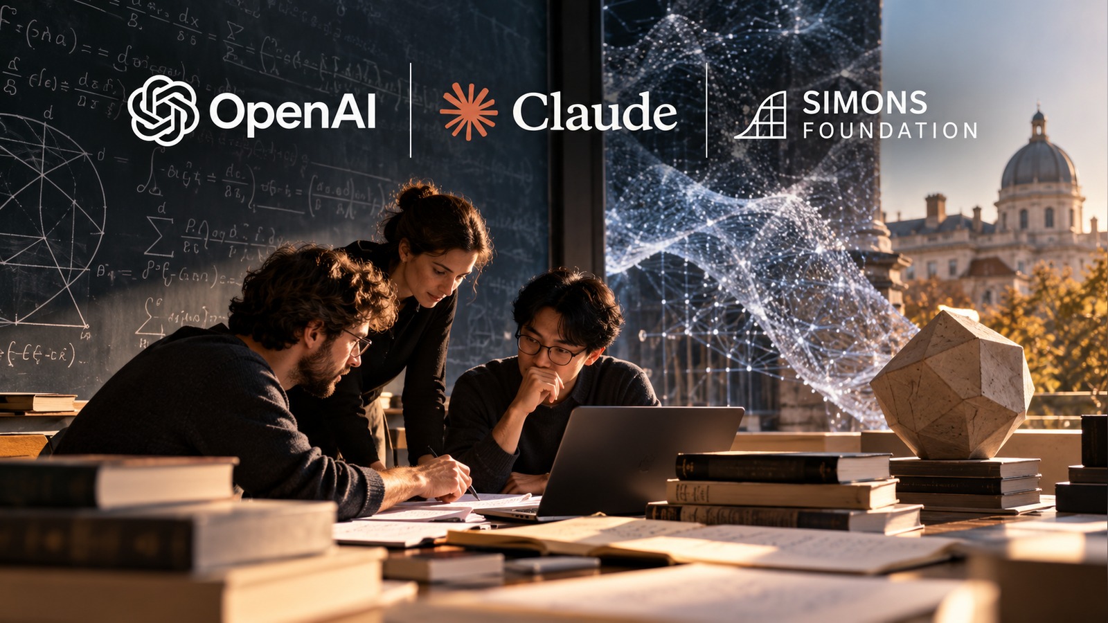 Imagem editorial: OpenAI, Anthropic e Simons anunciam 15 milhões de dólares para matemática com IA